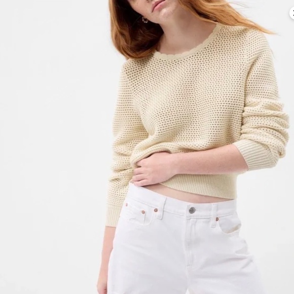 Gap Crochet Crewneck Sweater - Birch - Size L - Picture 1 of 4